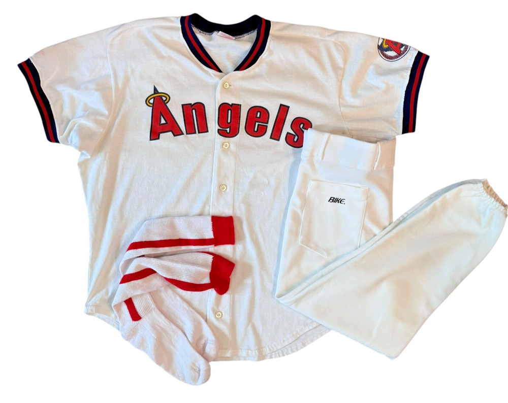 Vintage Rawlings 1989-1992 California Angels MLB Baseball White Jersey XL Set